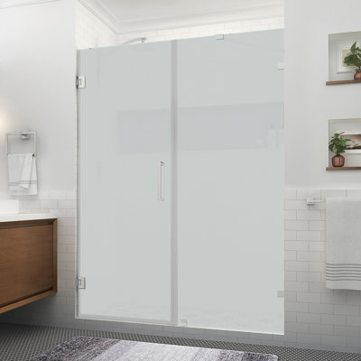 Nautis XL 59.25 in. to 60.25 in. W x 80"" H Hinged Frameless Shower Door w/Ultra-Bright Frosted Glass -  Aston, SDR985FRUW-SS-603080