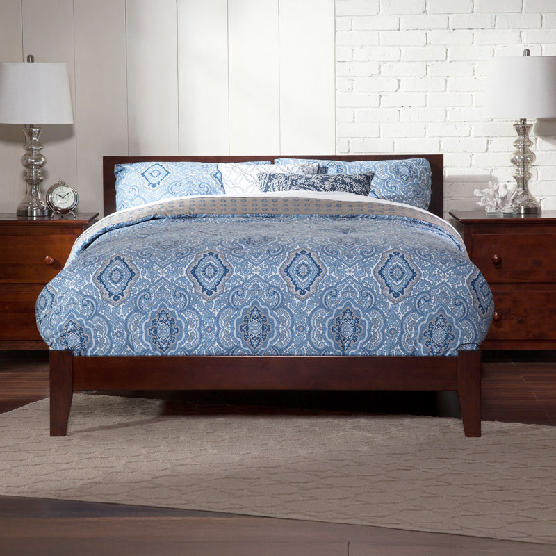 Anndee Solid Wood Foundation Bed, Walnut, Queen