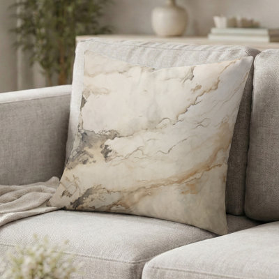 Coussin décoratif en marbre - beige et blanc Marble River