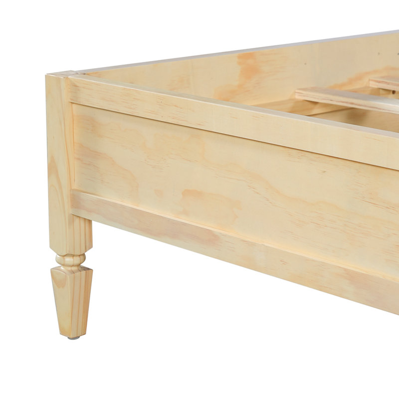Structure de lit plateforme très grand en bois avec tête de lit à panneau classique, support de lattes en bois, aucun sommier requis, assemblage facile, naturel