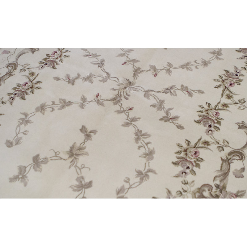 Hand-Knotted High-Quality Ivory Area Rug