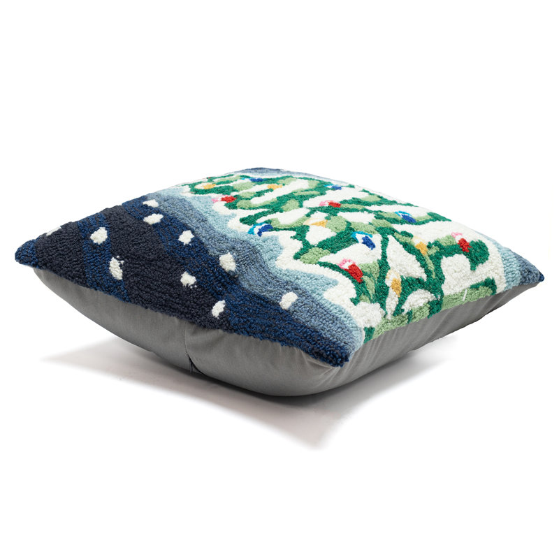 Festive Square Christmas Tree Indoor/Outdoor Pillow