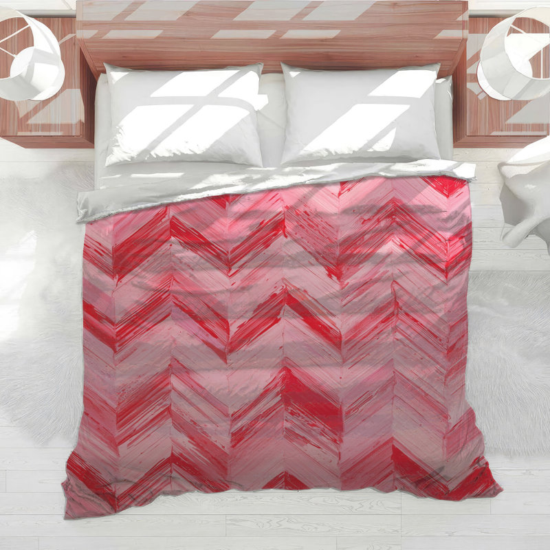 Red Pink Chevron Comforter, Twin