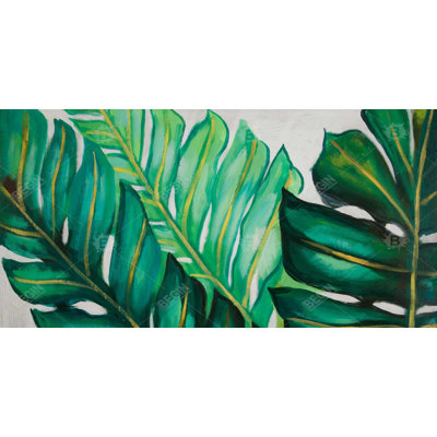 Three big exotic plant leaves - 15.75"x31.50" Desk mat