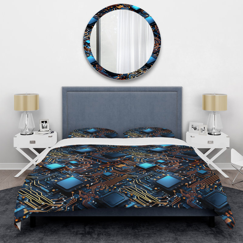 Ensemble de housse de couette Futuristic, Housse de couette pour grand lit et 2 taies décor