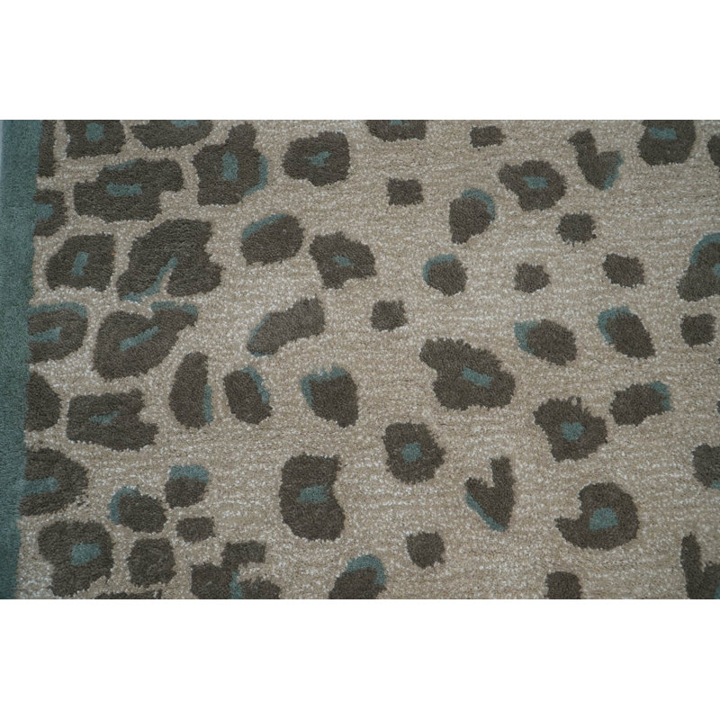 Tapis oriental multicolore en laine touffeté à la main à motif animal moderne, Rectangle 7 pi 8 po x 10 pi