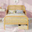 Structure de lit plateforme simple avec 2 tiroirs de rangement, lit en rotin pour enfants avec tête et pied de lit, blanc-133480446-133480445