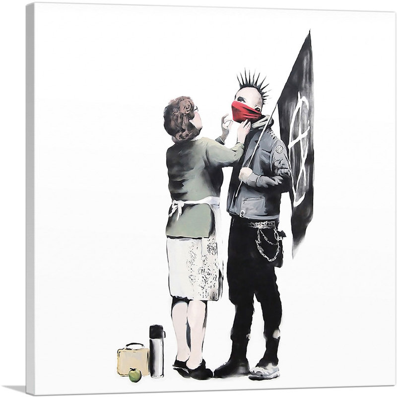 «Anarchist and Mother Punk Mum» par Banksy, reproduction d'art sur toile tendue, H 26 po x l 26 po x P 0,75 po