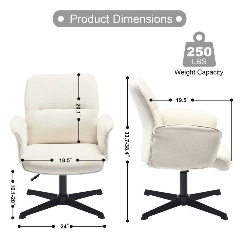 Stan 63-Inch Rectangle Computer Desk with Thomasina Desk Chair , Home Office Desk, Adjustable Height Desk Chair,, White