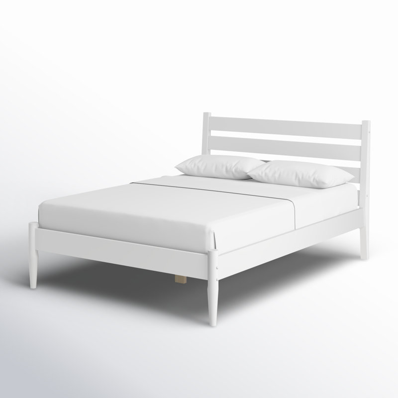Ashlie Queen Size Solid Wood Bed, White