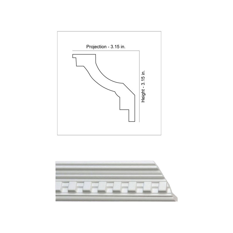 Dentil White Styrofoam Crown Molding for Ceiling