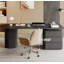 Bureau en pierre frittée clair de luxe avec tiroirs-1726910684