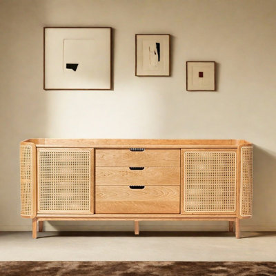 Multi-Functional Rattan Weaving Sideboard