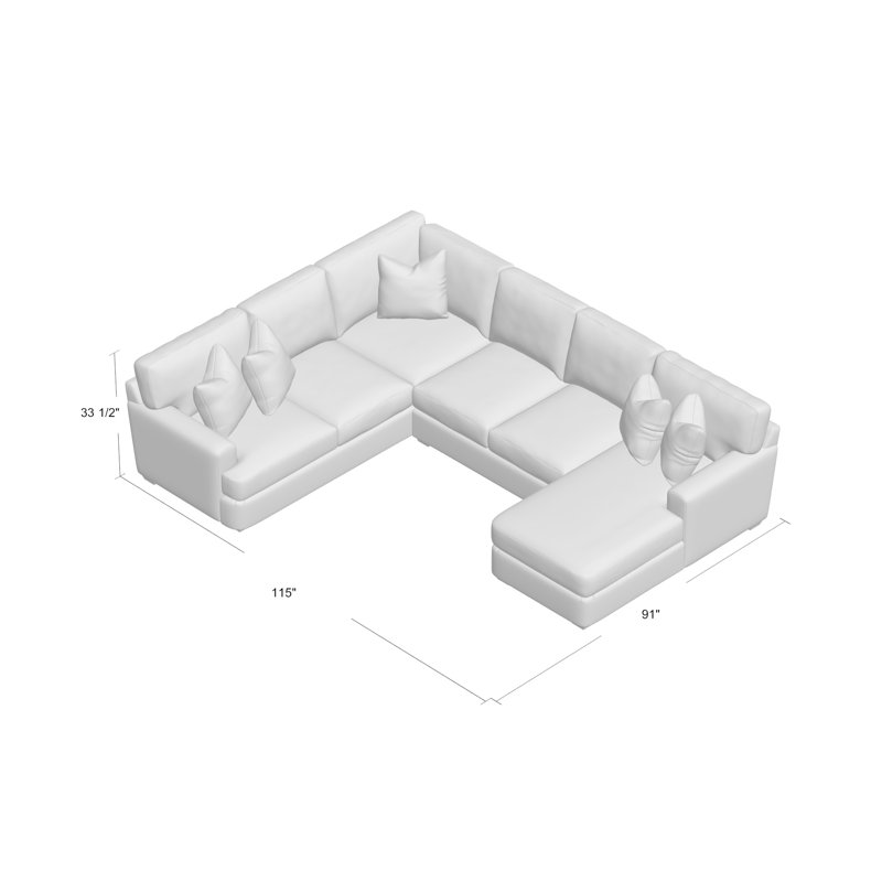 Canapé modulaire de 121 po de largeur Emilio, Vanille Macc, Accoudoir à droite (vu de face)