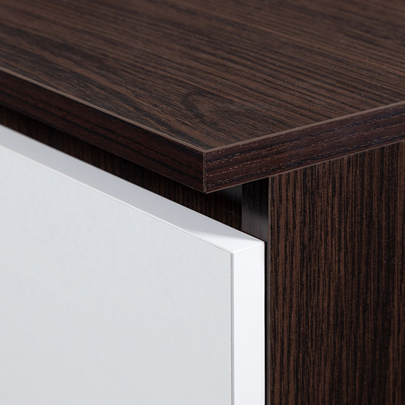 Aukai 3 Piece Floating Shelf, White/Dark brown wood