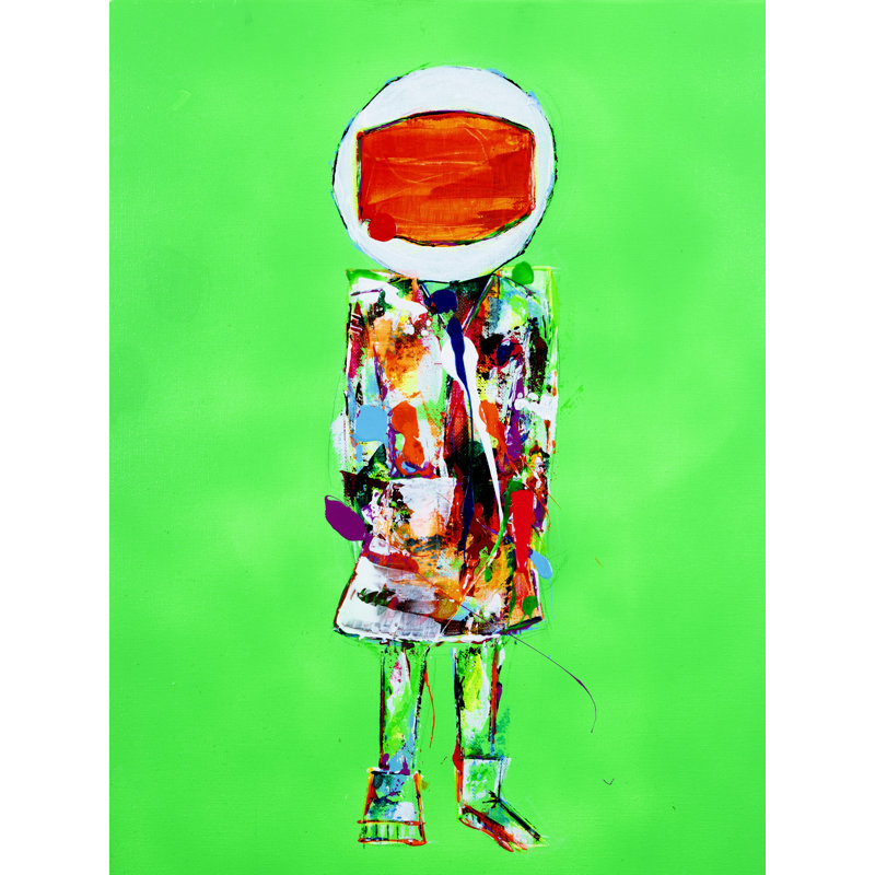 Astronaut On Green Print by Jphono 1, 25" H x 19" W, Wrapped Canvas, 24" H x 18" W