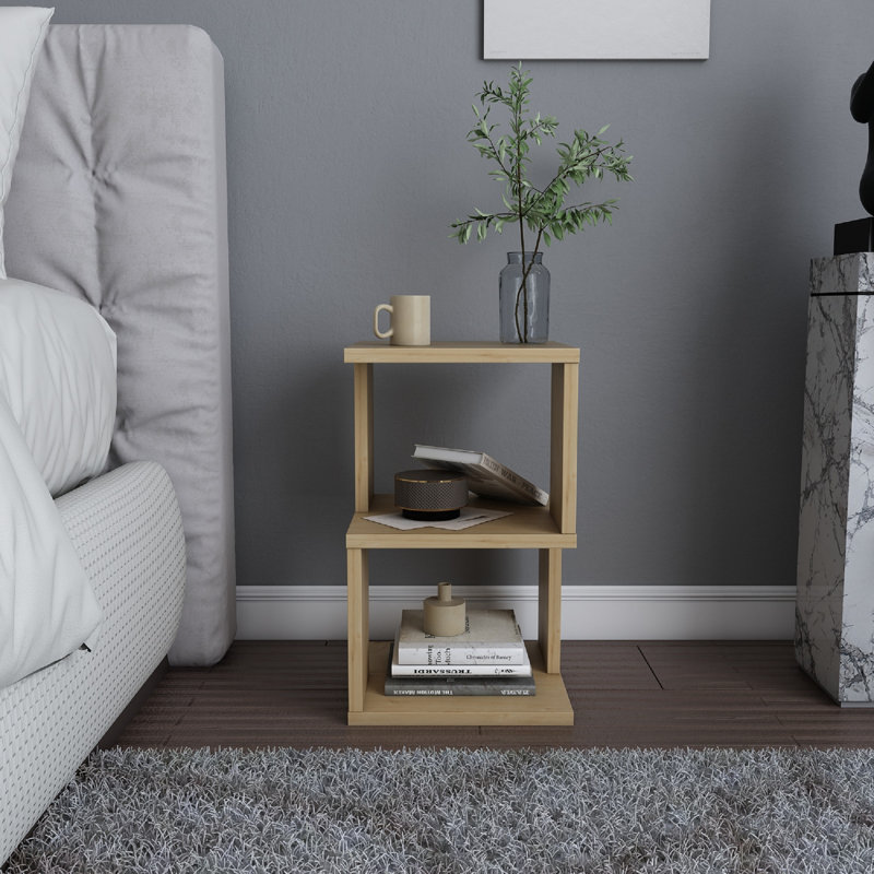 Table de chevet moderne en chêne, 29,2 po x 29,2 po x 19,4 po | 100% panneau de particules enduit de mélamine, épaisseur: 0,7 pouce | Conception scandinave, couleur beige uni, parfaite pour les solutions de rangement pour la chambre à coucher et le salon
