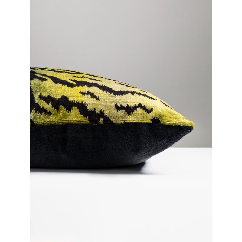 Wild Glamour Silk Lumbar Pillow Cover & Insert, Gold/Black, 14" H x 22" W x 6" D