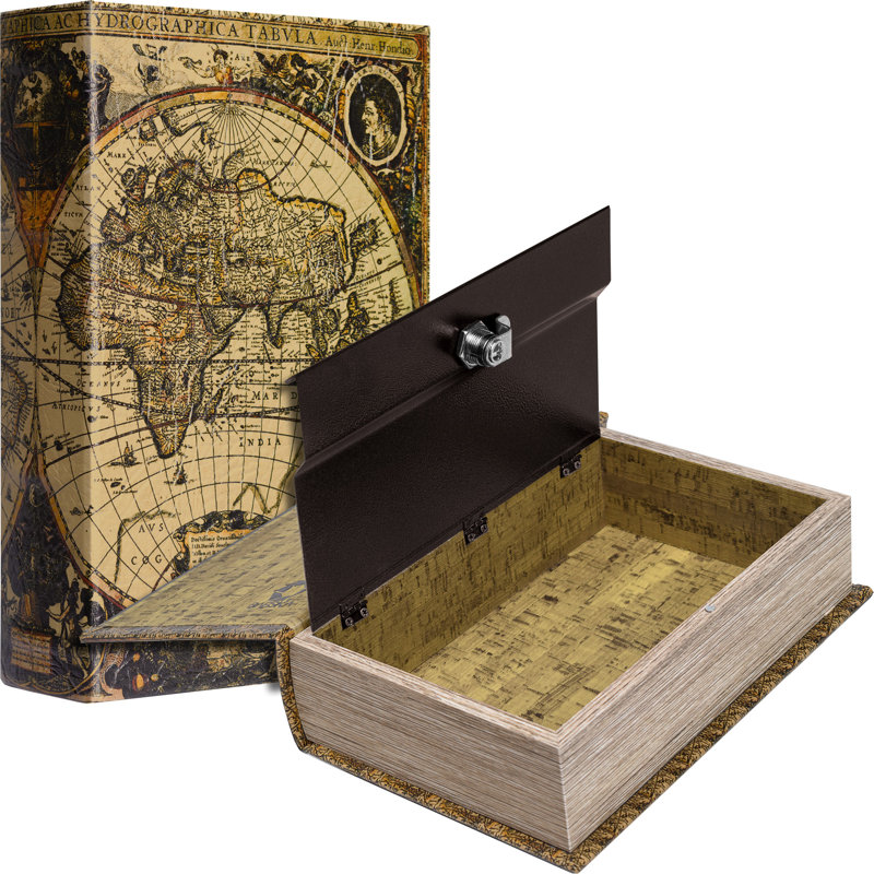 ANTIQUE MAP BOOK LOCK BOX
