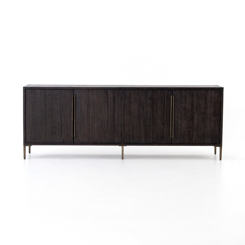 Buffet en bois de pin massif 88 po Riggs, Carbone foncé