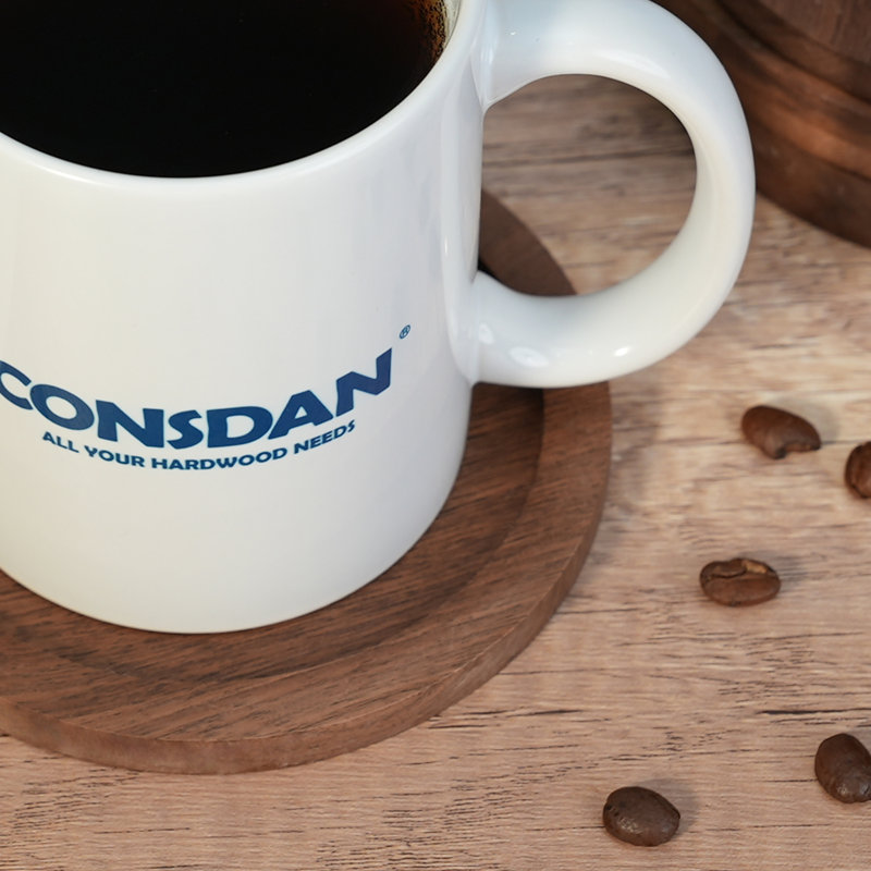 Walnut 4-3/4" Hardwood Coaster Set with Holder