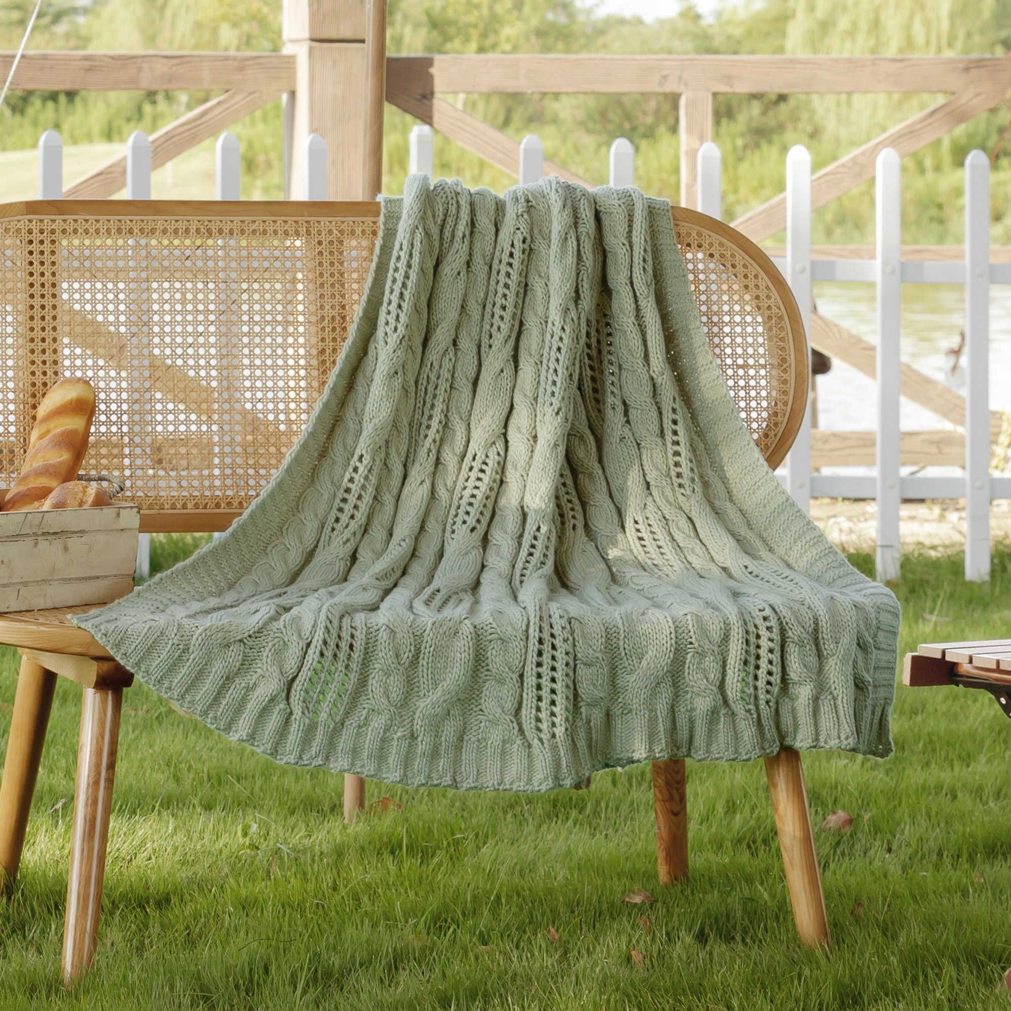 song bedding Spring Decorative Hollow Cable Knit Throw Blanket Soft