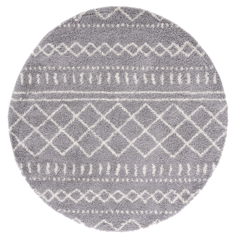 Develin Performance Chevron Rug, Round 5'1", Gray/Ivory