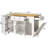 59" Rolling Mobile Kitchen Cart With Drop Leaf & Hidden Trash Storage Cabinet, Kitchen Island Table On Wheels With Drawer And Storage Cabinet, Towel Rack & Power Outlet For Kitchen-1566828395