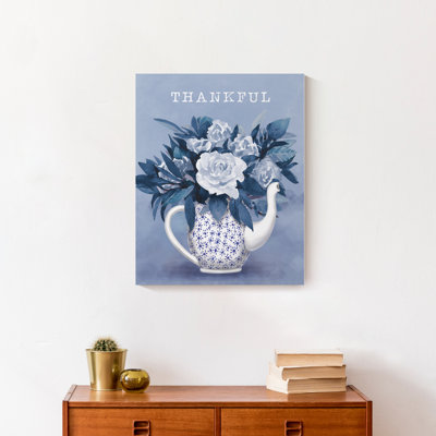 " Thankful Teapot With Flowers "