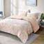 Édredon confortable en velours écrasé avec envers pour lit double / grand rose et dessus