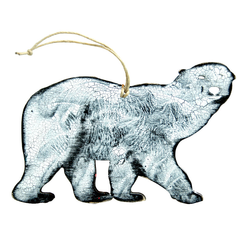 Ornement en bois polaire bear rustique