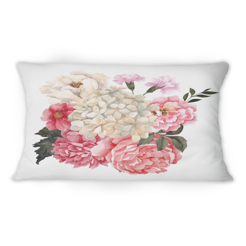 Bouquet rétro avec fleurs rétro et feuilles I - coussin décoratif traditionnel imprimé 1