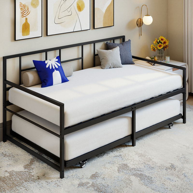 Crumlin Metal Daybed Storage Bed, Black