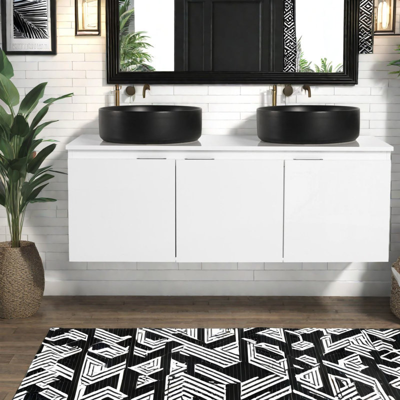 Meuble-lavabo moderne (avec meuble-lavabo et lavabo) avec baignoire de rangement