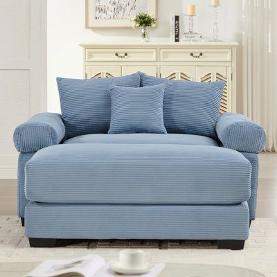 54.3" Oversized Cloud Modular Sectional Couch, Corduroy Fabric Extra-Thick Armrests, Throw Pillows Ottoman, Chaise Lounge Design Ergonomic Design, Easy Assembly Fits Living Rooms Bedrooms,Blue