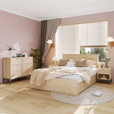 Boho Natural Rattan 4-piece Bedroom Set