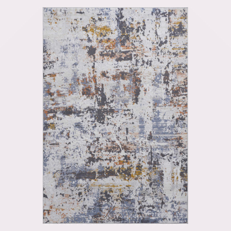 Collection Ivory/Blue /Abstract Non-Shedding Living Room Bedroom Dining Home Office Stylish And Stain Resistant Area Rug