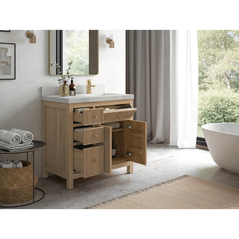 Ensemble de meuble-lavabo simple 36 po avec plateau Sonoma, Calacatta Nuvo