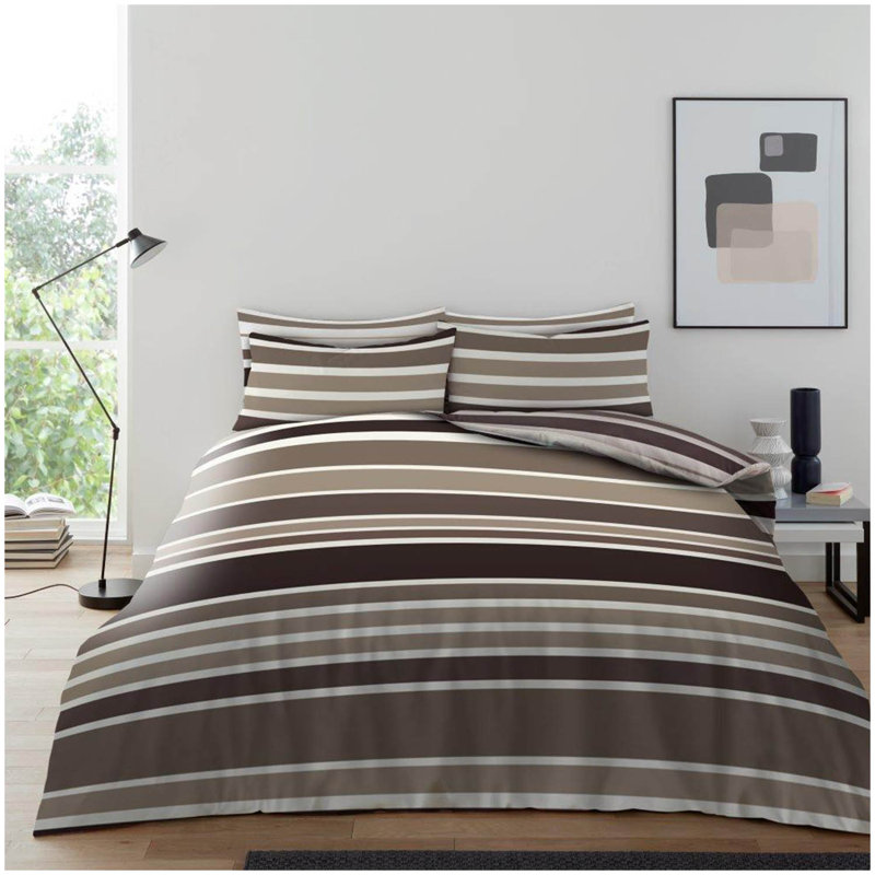 Cotton Blend Geometric Duvet Cover with Pillowcases, Double Duvet Cover + 2 Standard Pillowcases