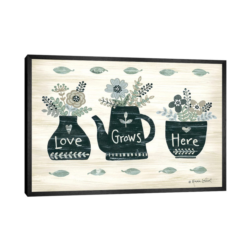 Love Grows Here by Annie LaPoint - Print on Canvas, 66.04 cm H x 45.72 cm W, Black Floater Frame