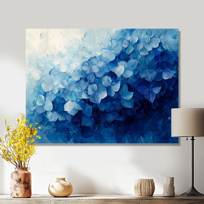 Velours hortensia lignes de grâce - hydrangées, art mural, H 34 po x l 44 po, Toile tendue, Ne s’applique pas