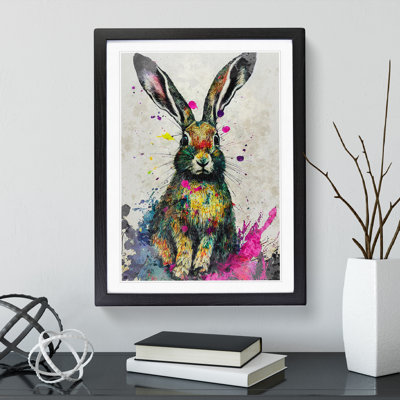 Colourful Watercolour Hare No.3 - Framed Print