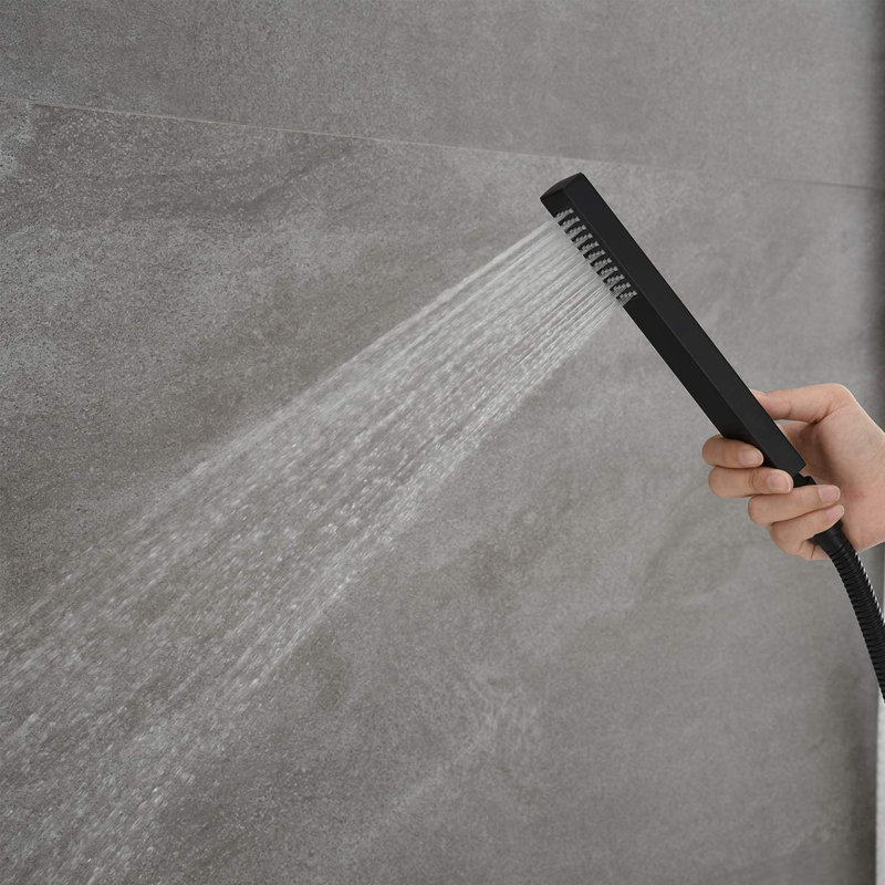 9955-Black  Matte Black Single Handle Waterfall Floor Mounted Waterfall Tub Faucet