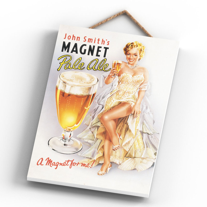 John Smiths Magnet Pale Ale Vintage Retro Poster Design On Wooden Plaque