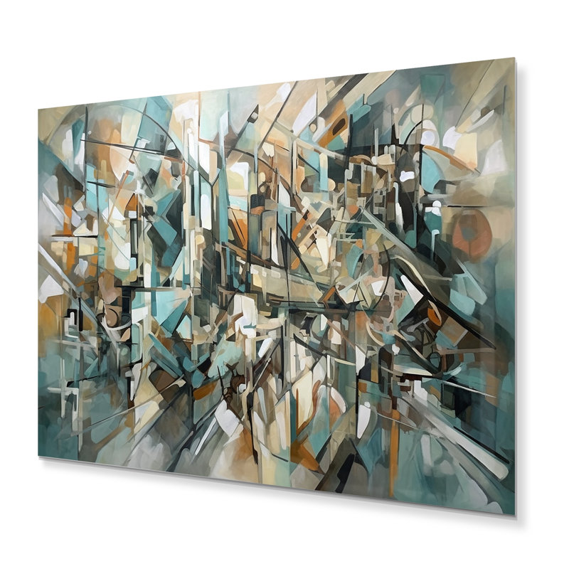 Brun et vert effet marbre - Décoration murale abstraite en métal marbré, H 24 po x l 32 po x P 1 po