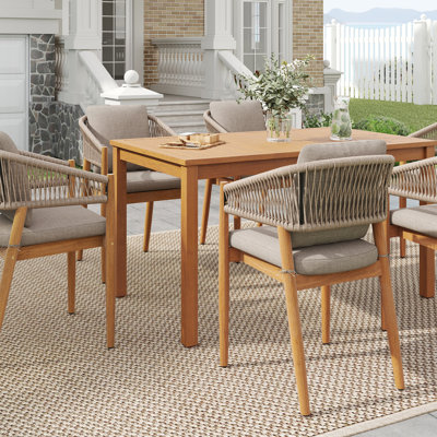 2-Piece Outdoor Acacia Wood Armchair