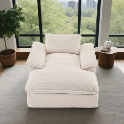 Chaise longue inclinable en velours côtelé avec accoudoirs