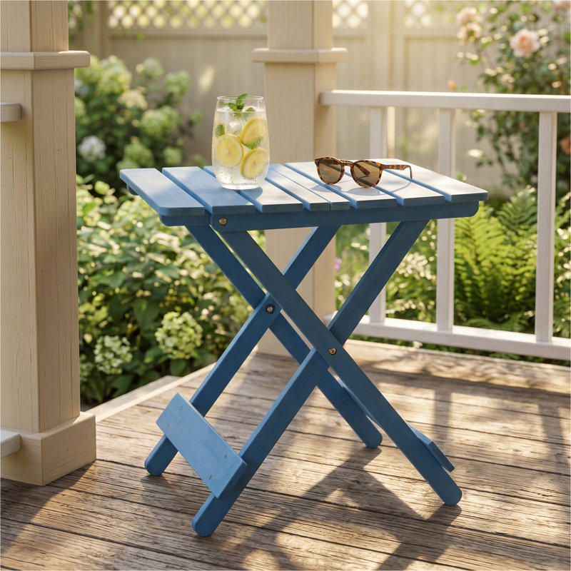 Table pliante carrée pour l'extérieur en bois massif