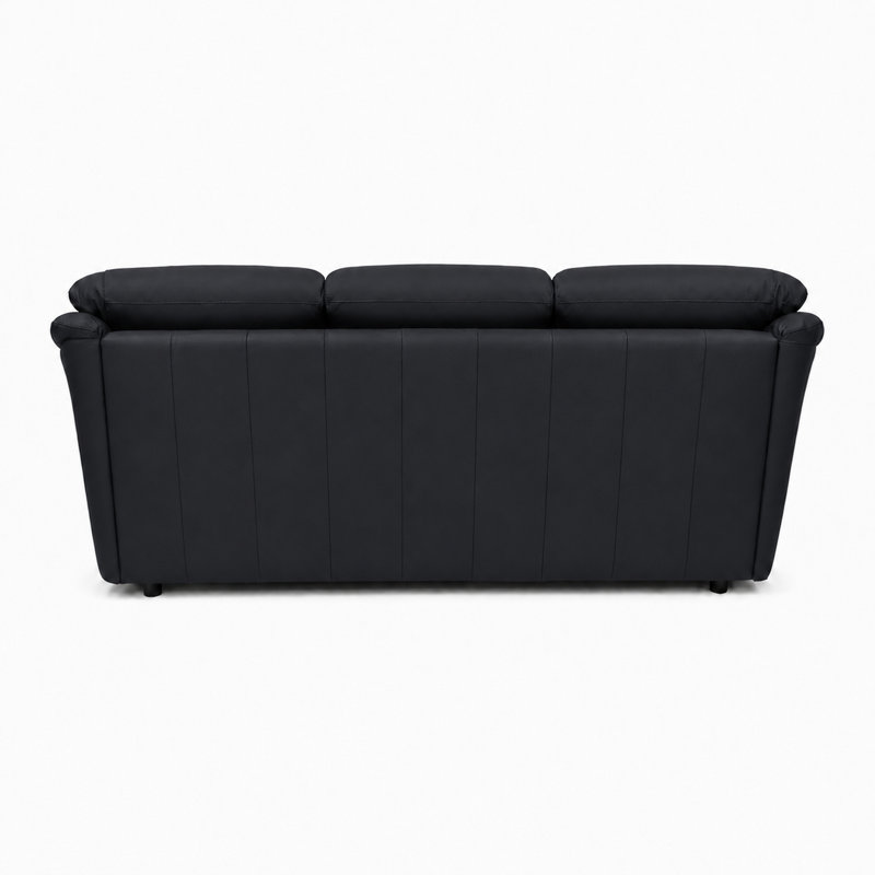 Ramdev Top Grain Leather Sofa with Cushioned Back and Pillow Top Arm, Black, 34" H x 80" W x 36" D