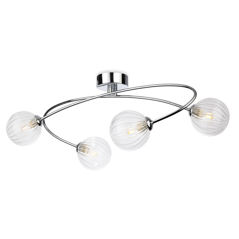 Glass Flush Mount, Chrome, 4